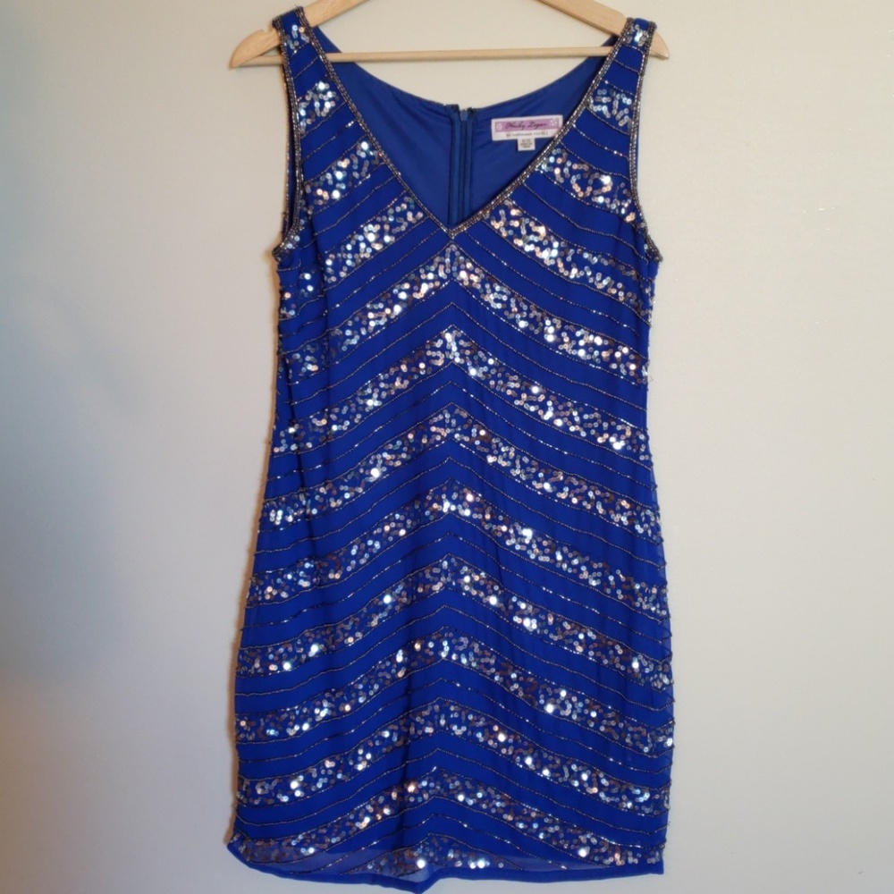 Hailey Logan by Adriana Papell Blue Sequin dress